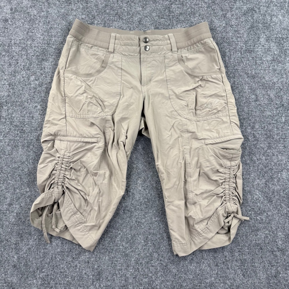 Kuhl Splash Metro Shorts 6 Tan Ruched Cargo Capri Excellent Womens